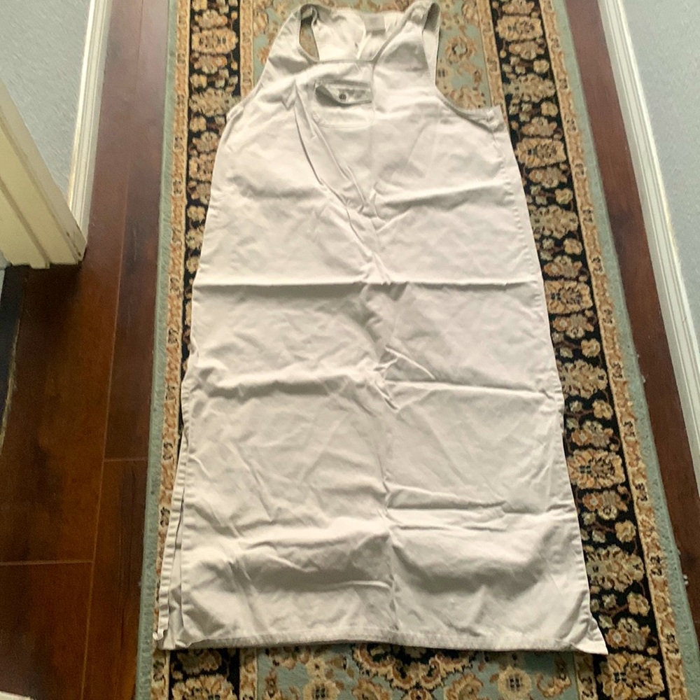 Canvas, long overall dress